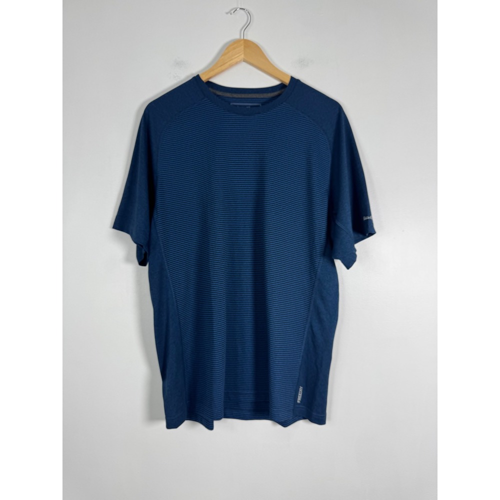 Gorpcore Eddie Bauer Mens L Motion Tee Blue Striped FreeDry Performance Shirt